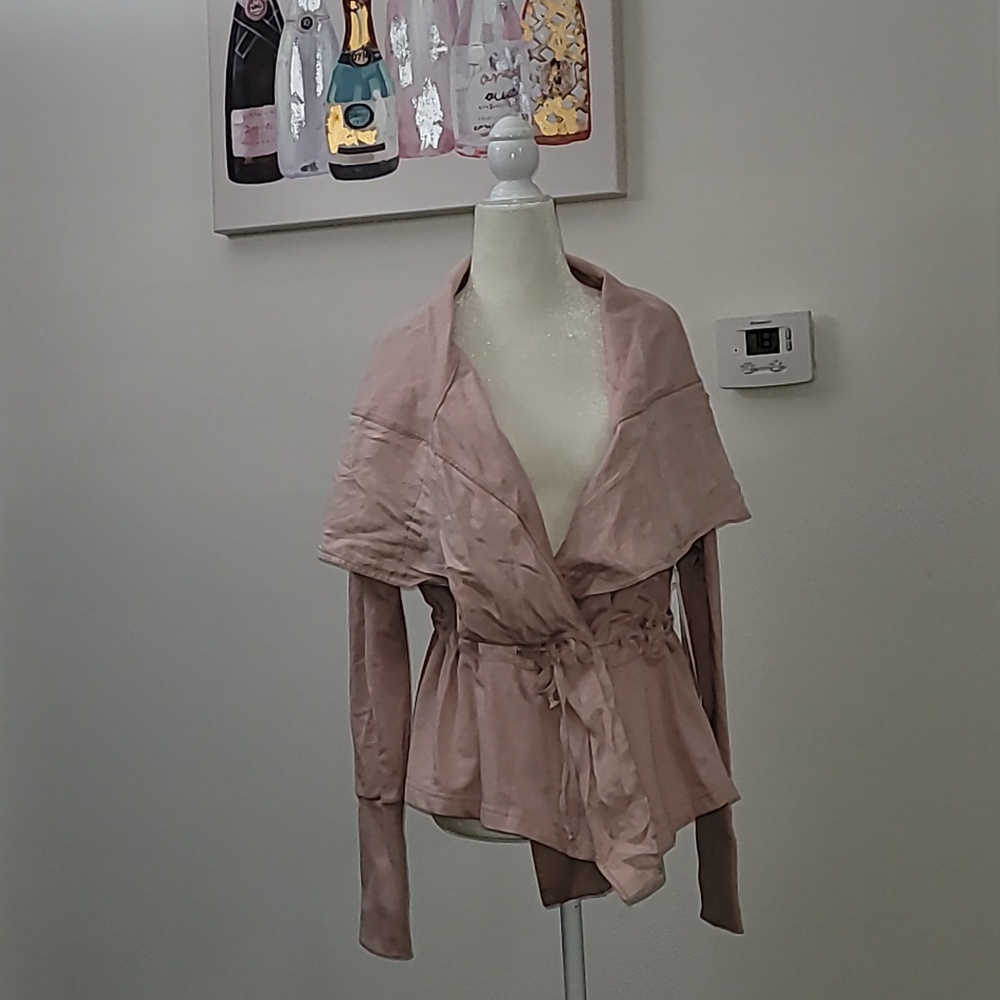 Young Fabulous & Broke Open Front Hooded Blush Pink Drawstring Waist Jacket